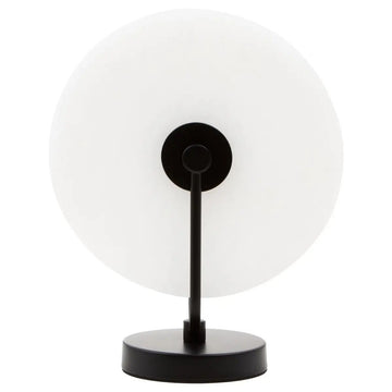 Walden White Marble Wheel Design Black Table Lamp