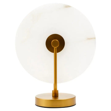 Walden White Marble Wheel Design Gold Table Lamp