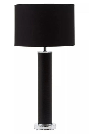 Sahana Black Faux Snakeskin Chrome Base Table Lamp