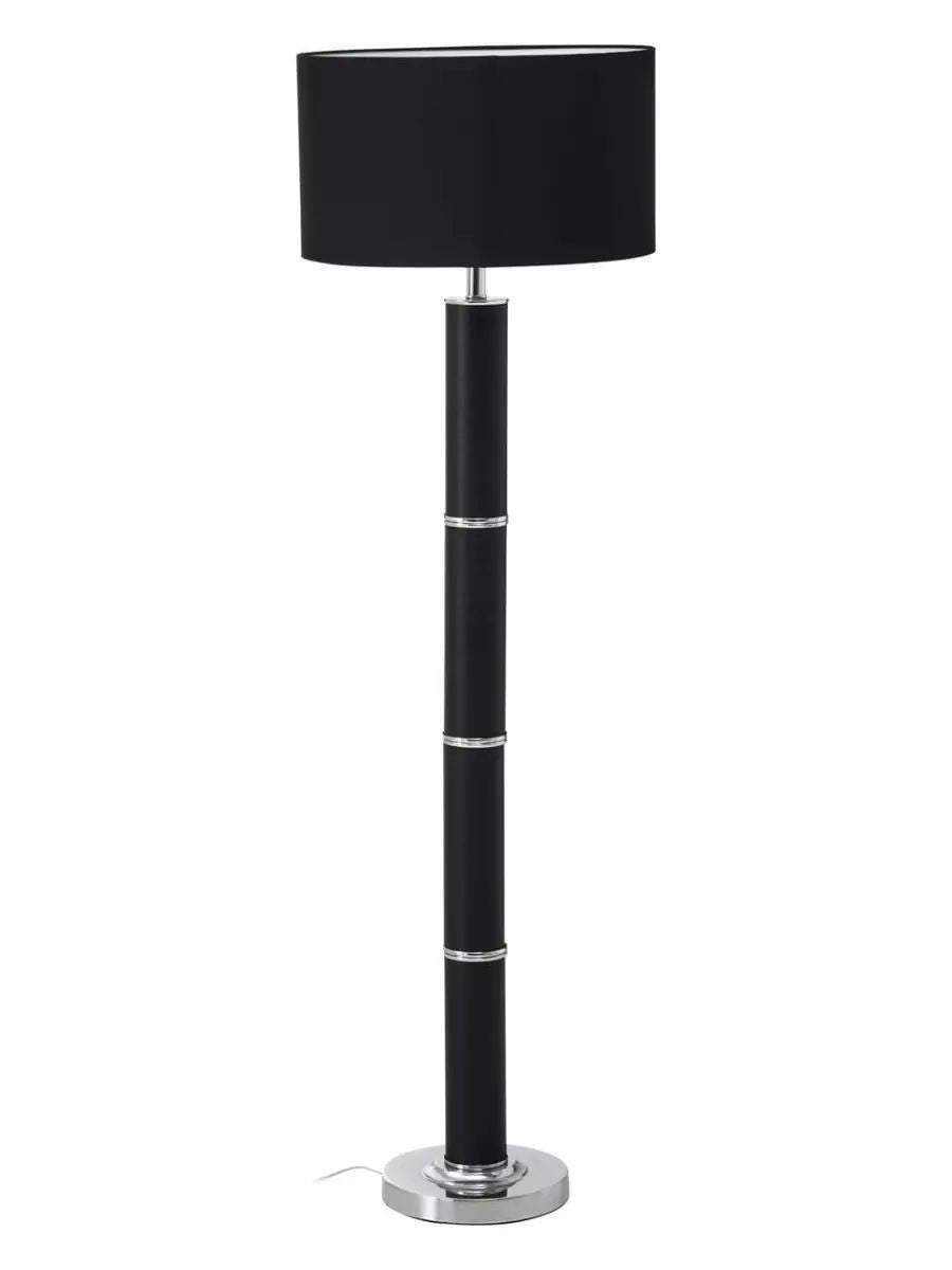Sahana Black Faux Snakeskin Chrome Base Floor Lamp