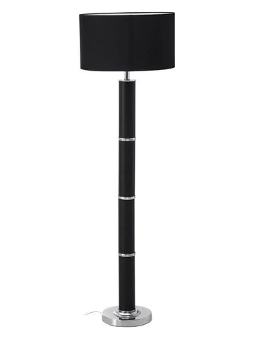 Sahana Black Faux Snakeskin Chrome Base Floor Lamp