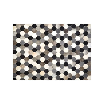 Bosin Safira Small Black White & Grey Patchwork Rug