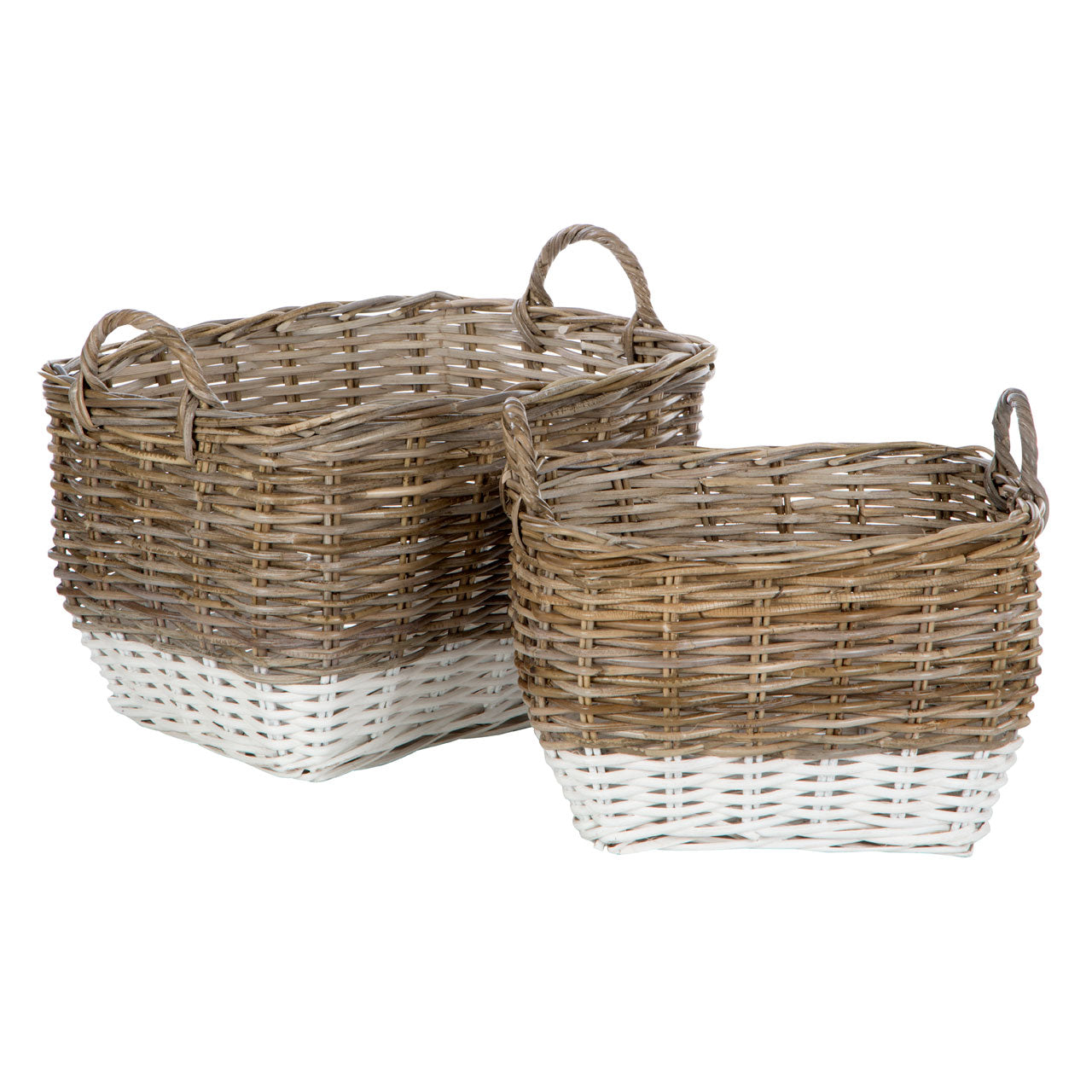 Verdant 2Pcs Natural Rattan Rectangular Baskets