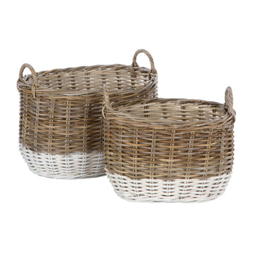 Verdant 2Pcs Natural Rattan Oval Baskets