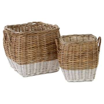 Verdant 2Pcs Natural Rattan Square Baskets