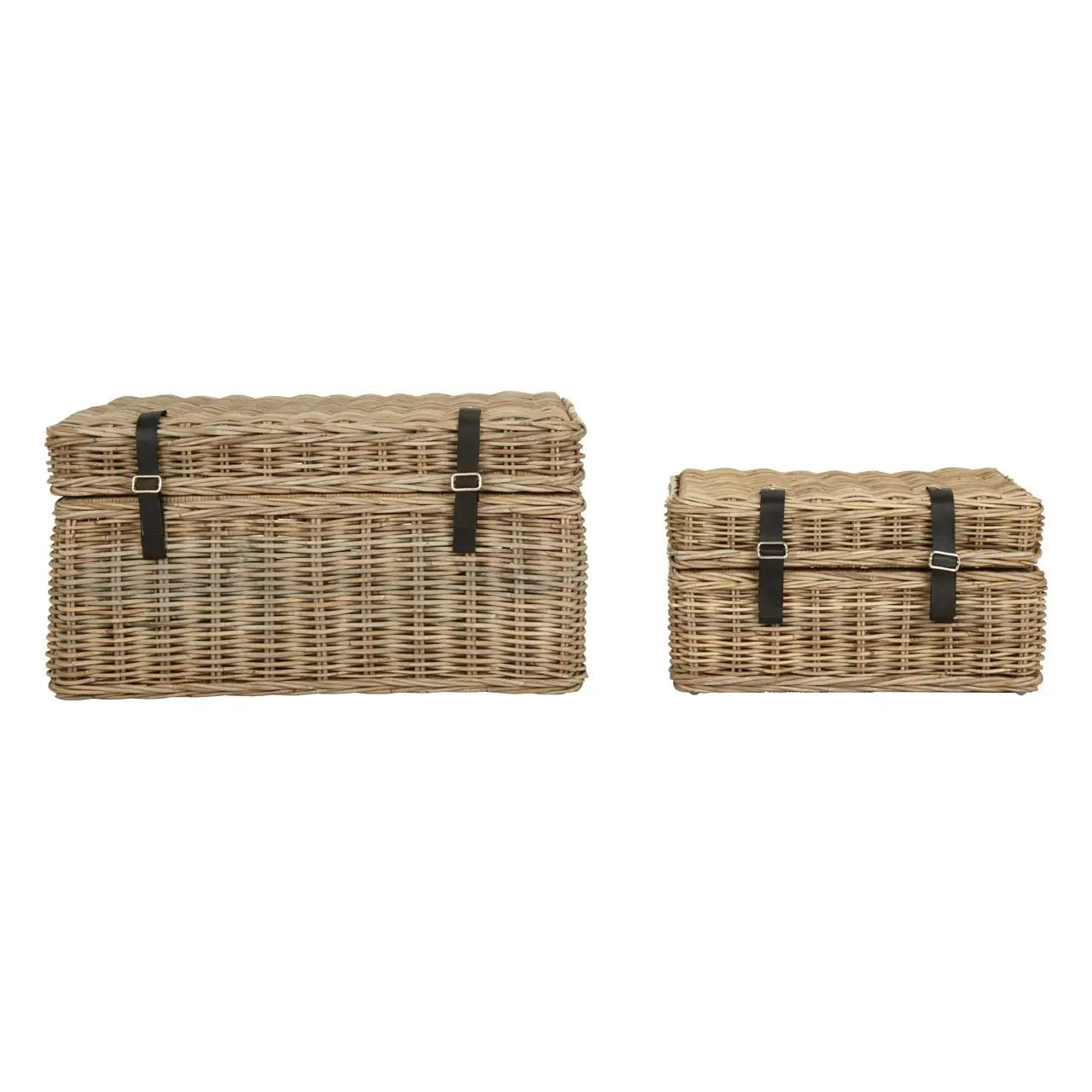 Argonta 2Pc Rustic Grey Natural Rattan Storage Trunks