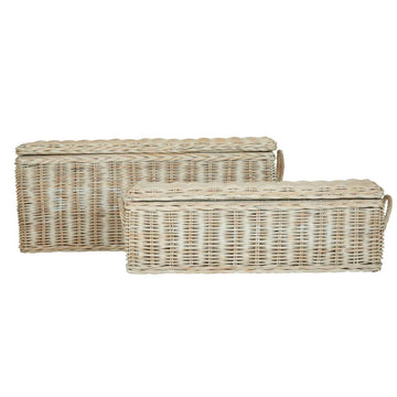 Argonta 2Pc Rectangular Natural Rattan Storage Baskets