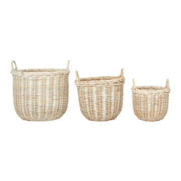 Argonta 3Pc White Natural Rattan Laundry Baskets