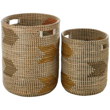 Gora 2Pc Natural Seagrass Cutout Handle Baskets