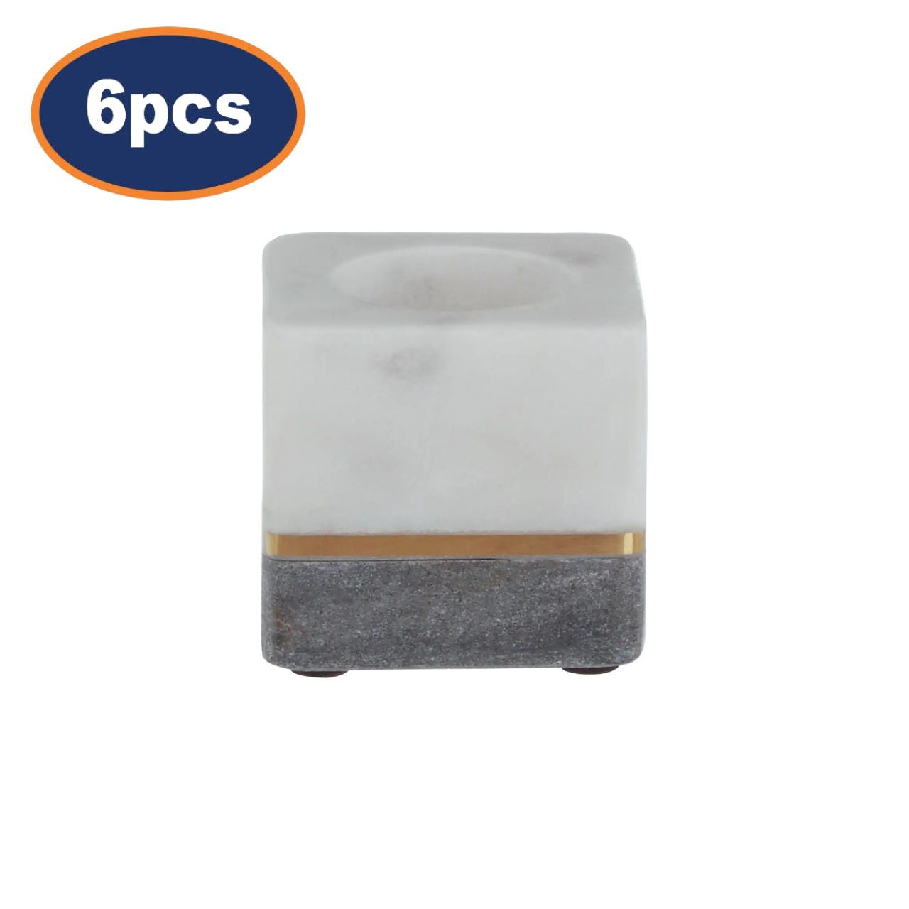 6Pcs Kyrin White & Grey Marble Tealight Holders