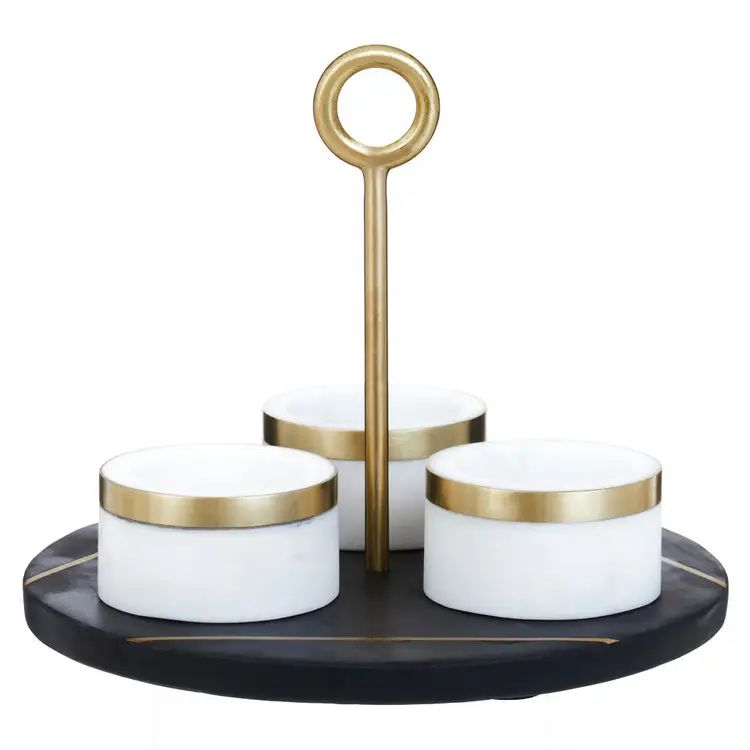 Amari Condiment Set with Black Slate Tray