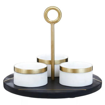 Amari Condiment Set with Black Slate Tray