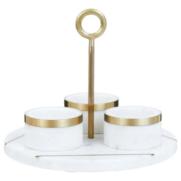 Amari Condiment Set with White Slate Tray