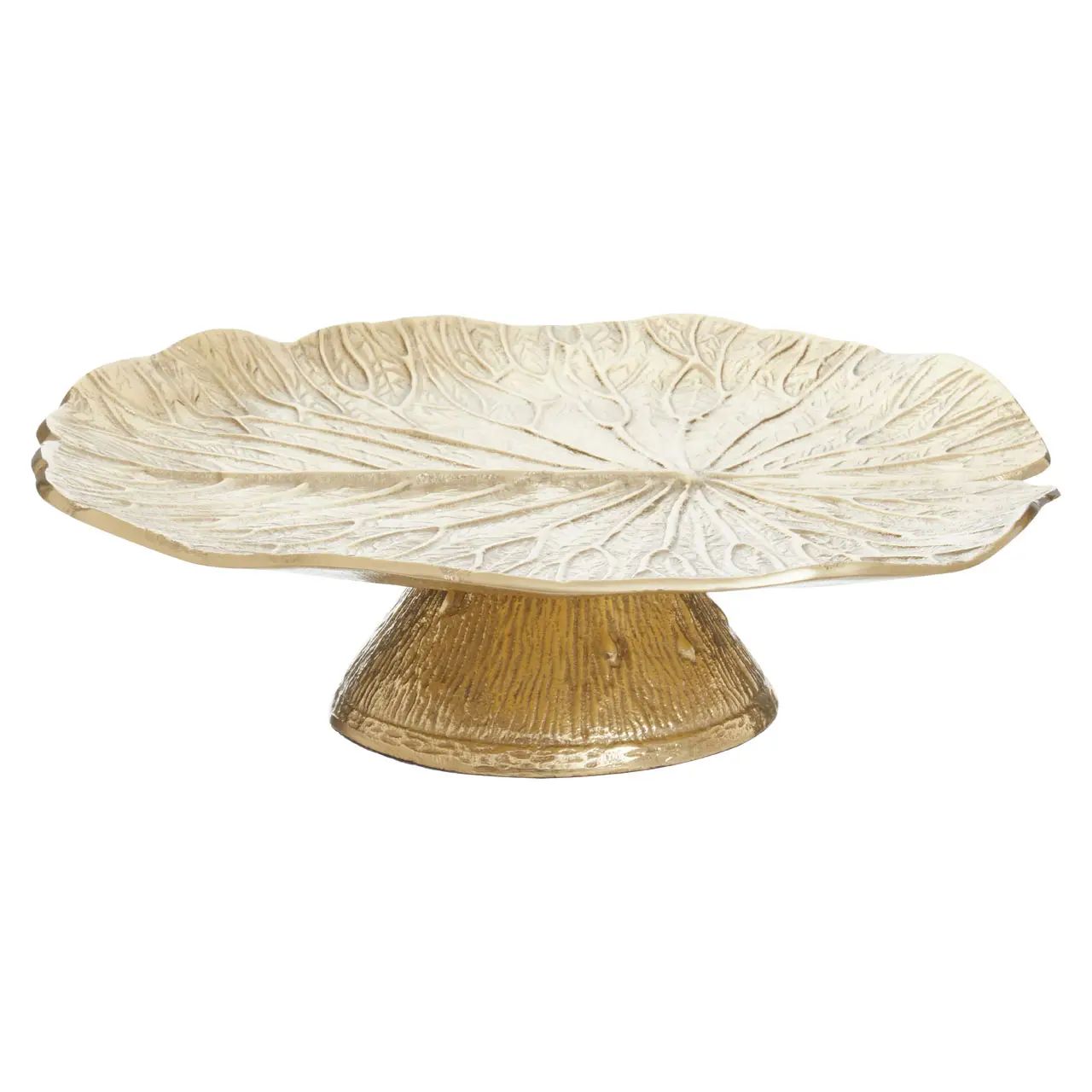 Almos Gold Finish Aluminium Lotus Leaf Cake Stand