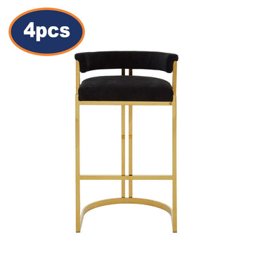 4Pcs Dermont Gold & Black Velvet Bar Stools