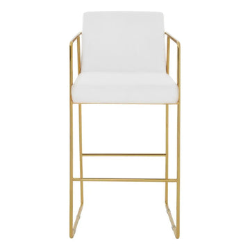 2Pcs Dermont Gold & Mink Velvet Bar Stools