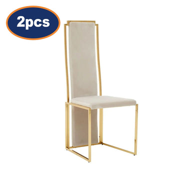 2Pcs Diana Natural & Gold Tall Back Dining Chairs