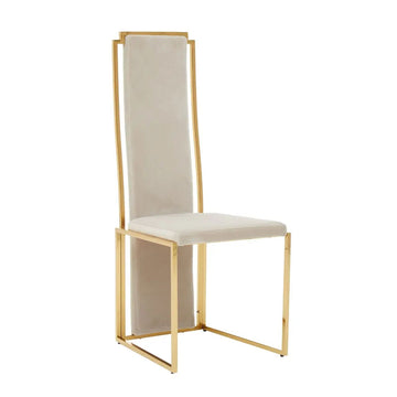 2Pcs Diana Natural & Gold Tall Back Dining Chairs