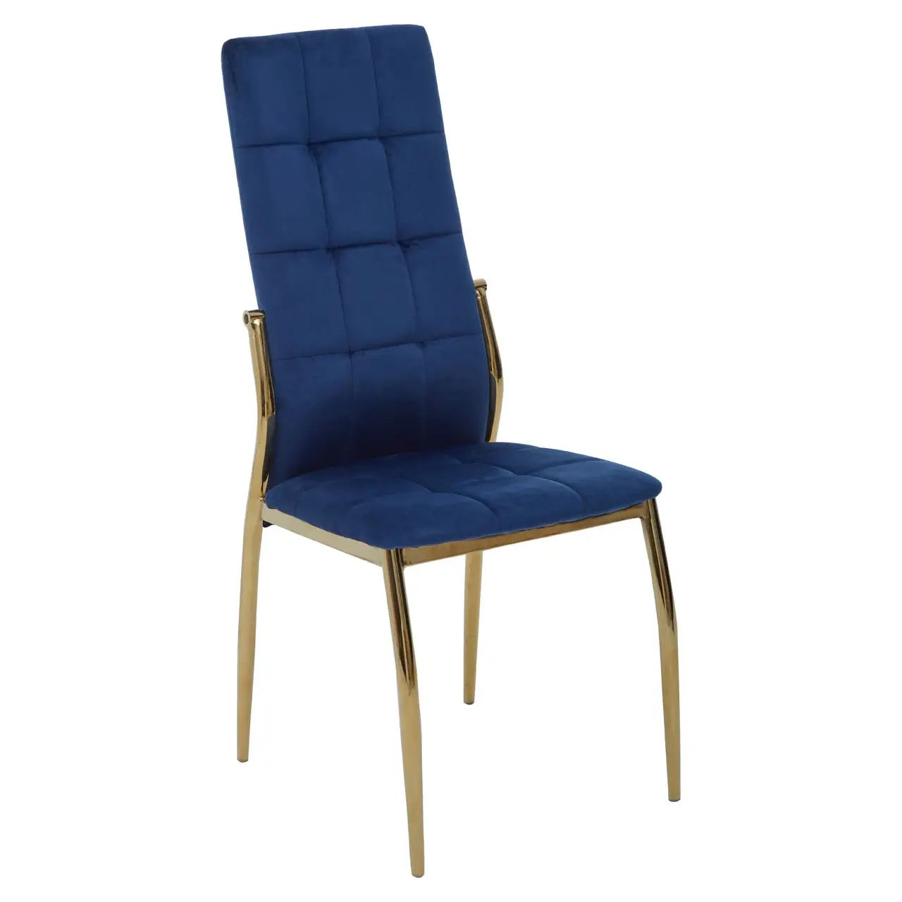 Zanim Blue Velvet & Gold High Back Dining Chair