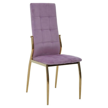 4Pcs Zanim Pink Velvet & Gold High Back Dining Chairs