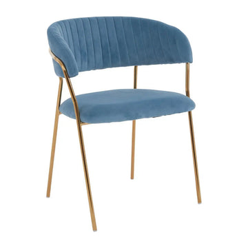 Zanim Plush Blue Velvet & Gold Dining Chair