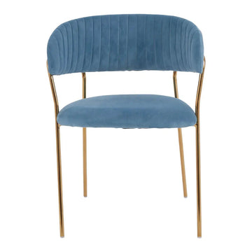 Zanim Plush Blue Velvet & Gold Dining Chair