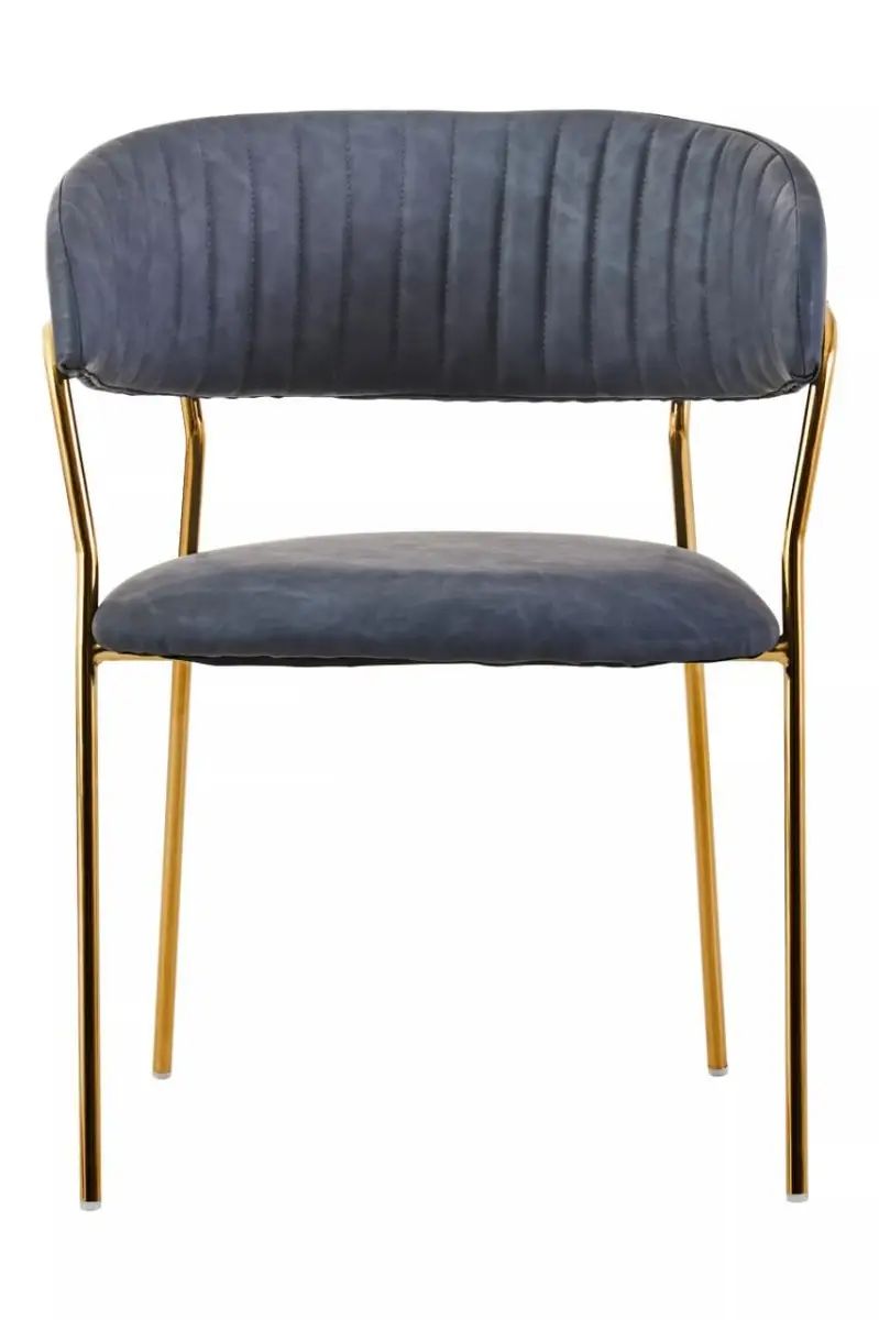 Zanim Dark Grey Faux Leather & Gold Dining Chair