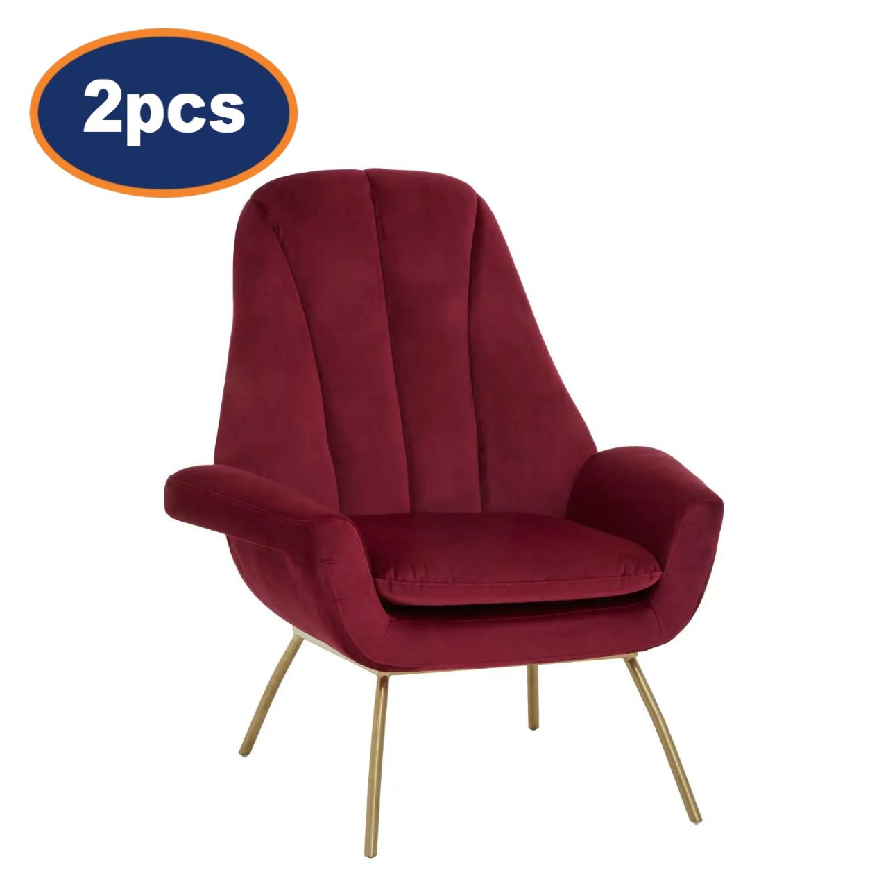 2Pcs Neely Wine Velvet Lounge Chairs