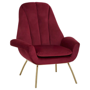 2Pcs Neely Wine Velvet Lounge Chairs