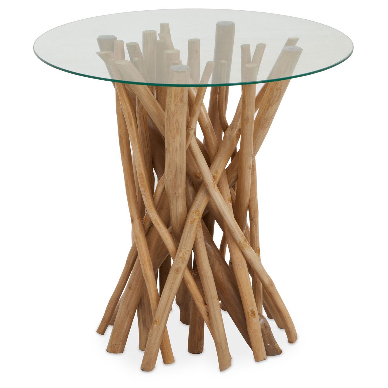 Malang Table With Glass Top Renewable Teak Wood Base