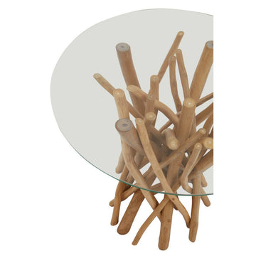 Malang Table With Glass Top Renewable Teak Wood Base