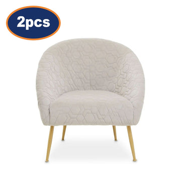 2Pcs Rania Beige Velvet & Gold Occasional Chairs