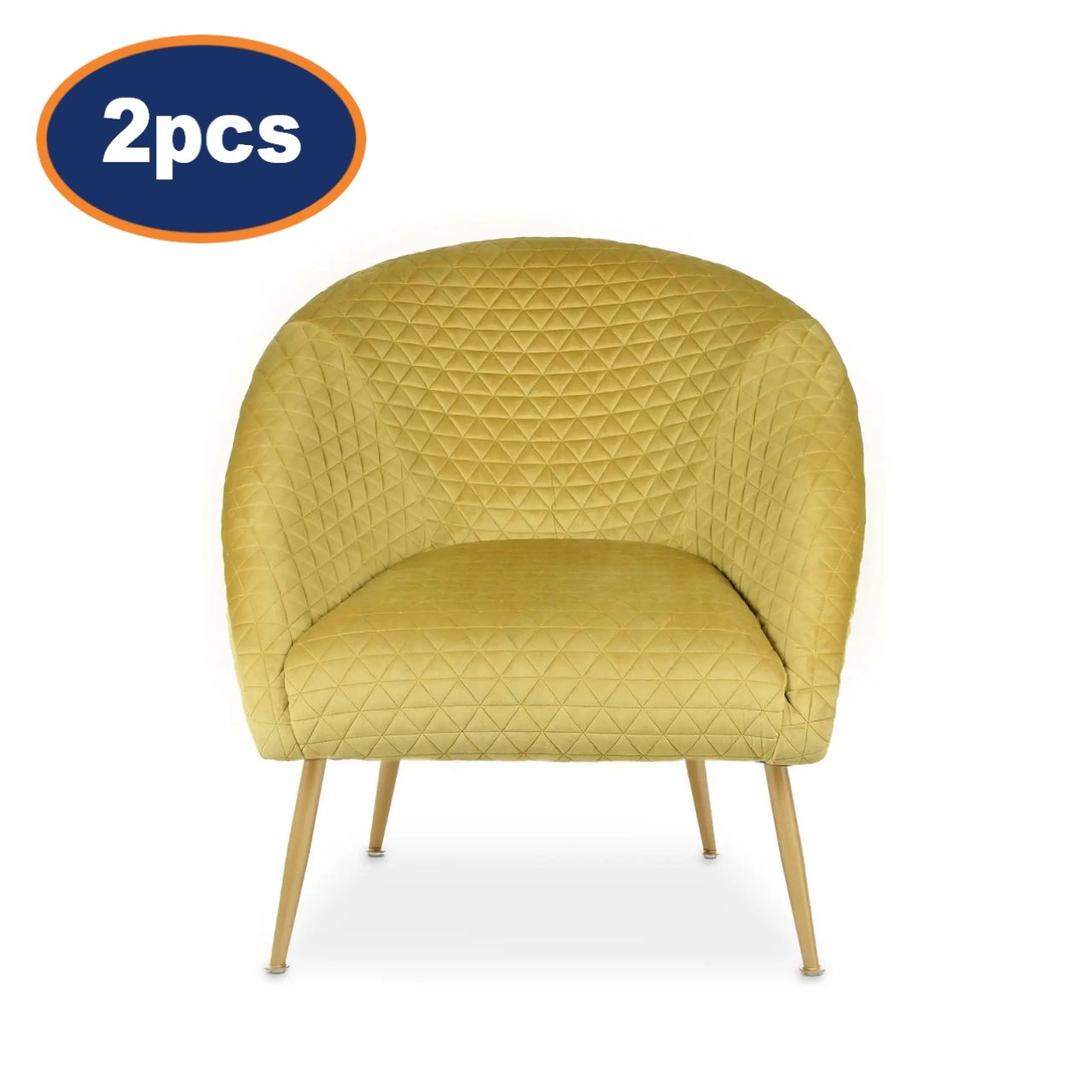 2Pcs Rania Gold Velvet Occasional Chairs