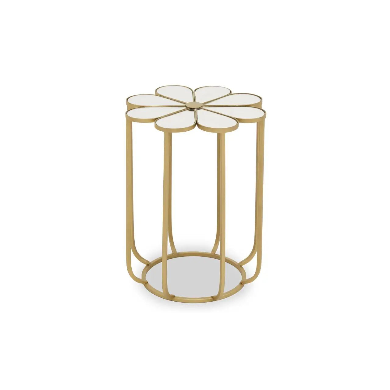 Ravia Mirrored Petal Top Side Table