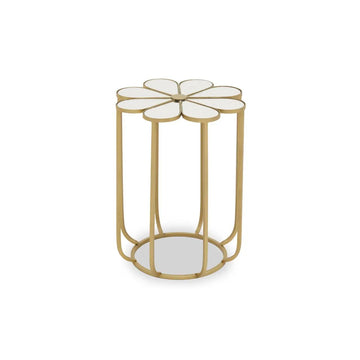 Ravia Mirrored Petal Top Side Table