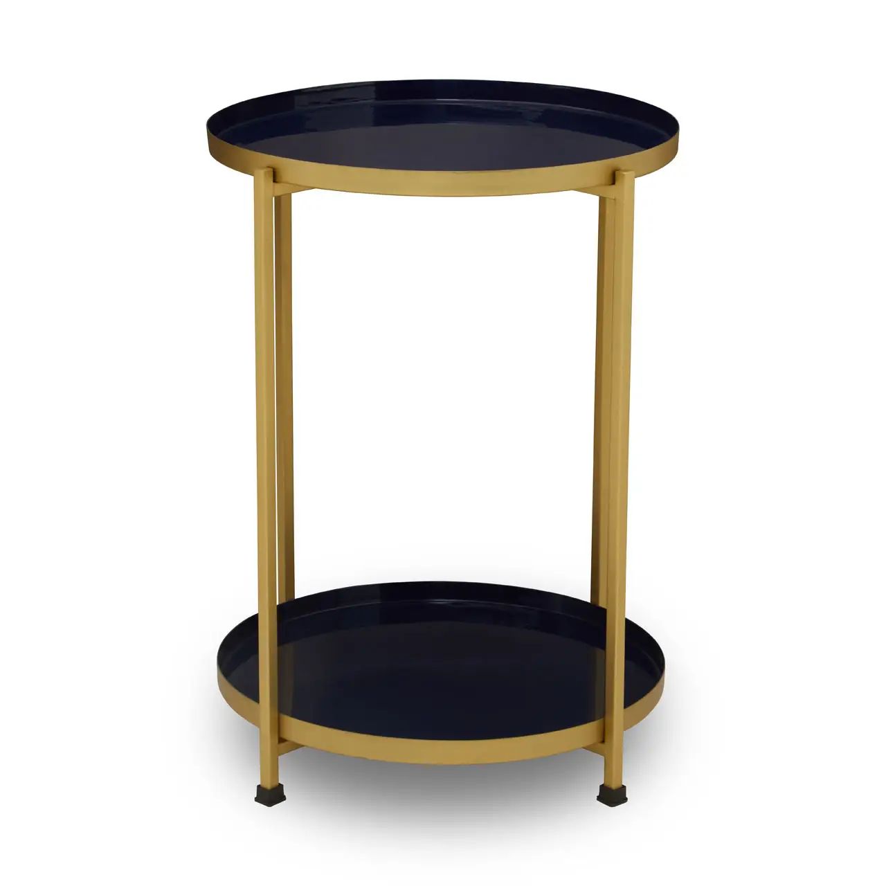 Ravia 2 Tier Blue & Brass Side Table