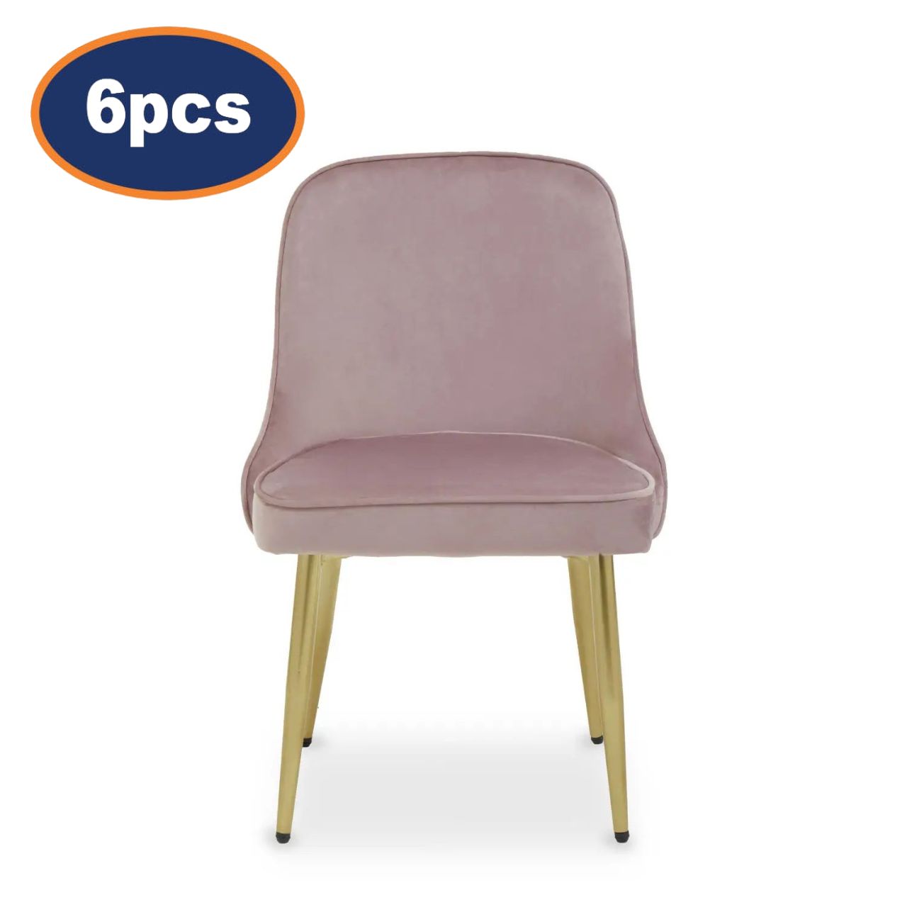 6Pcs Vemi Dusky Pink Velvet & Gold Dining Chairs