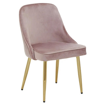 2Pcs Vemi Dusky Pink Velvet & Gold Dining Chairs