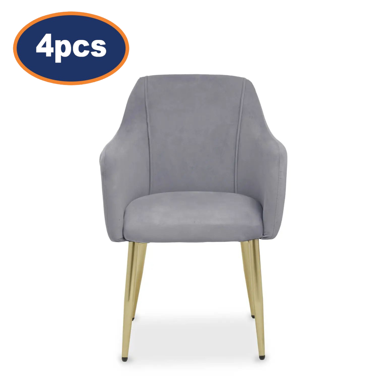 4Pcs Marcy Grey Velvet & Gold Dining Chairs