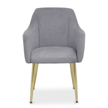 6Pcs Marcy Grey Velvet & Gold Dining Chairs