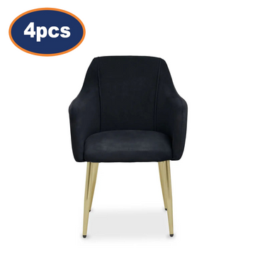 4Pcs Marcy Black Velvet & Gold Dining Chairs