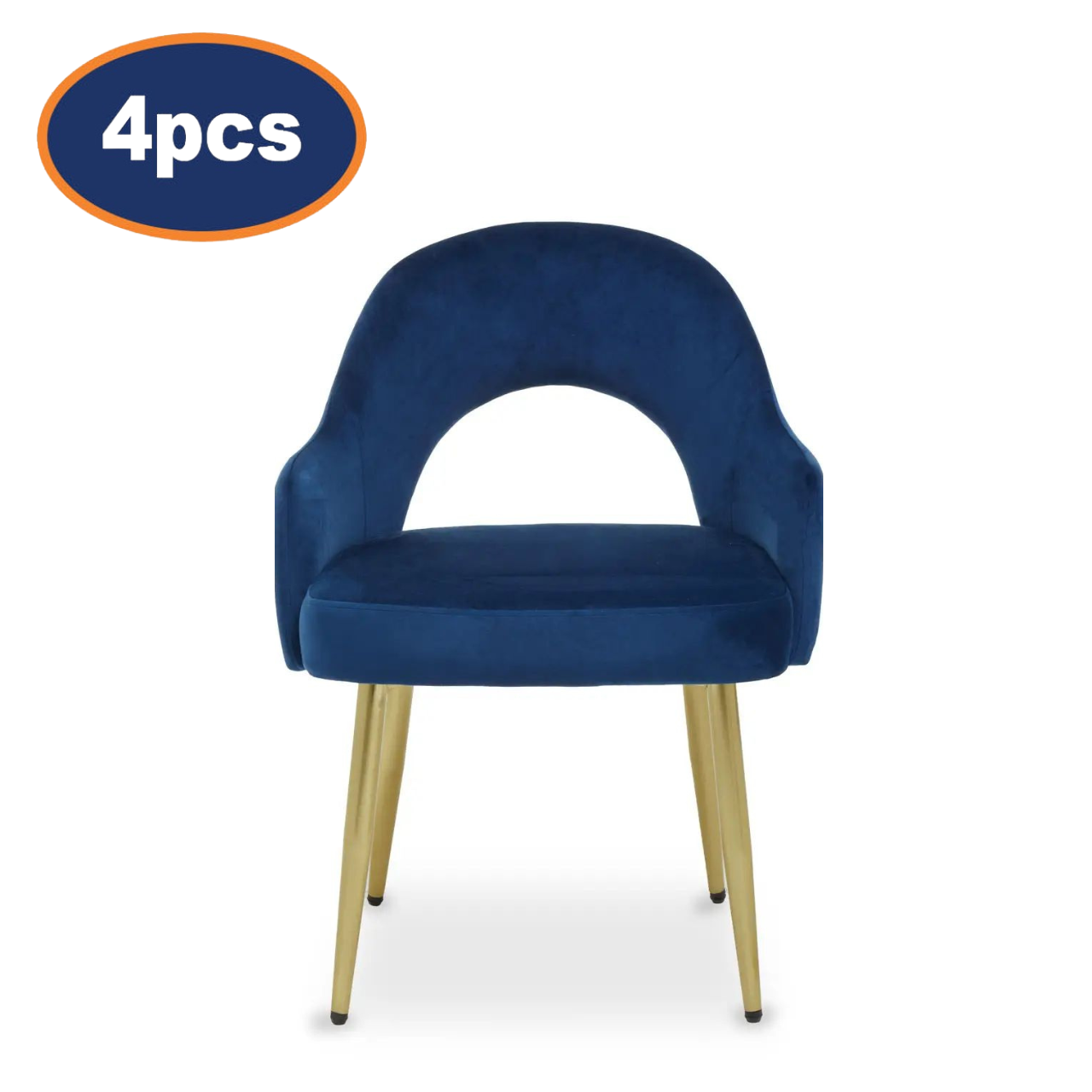 4Pcs Rani Midnight Blue Velvet & Gold Dining Chairs