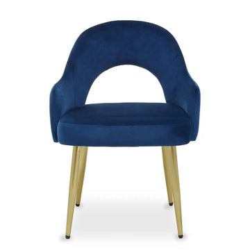 Rani Midnight Blue Velvet & Gold Dining Chair