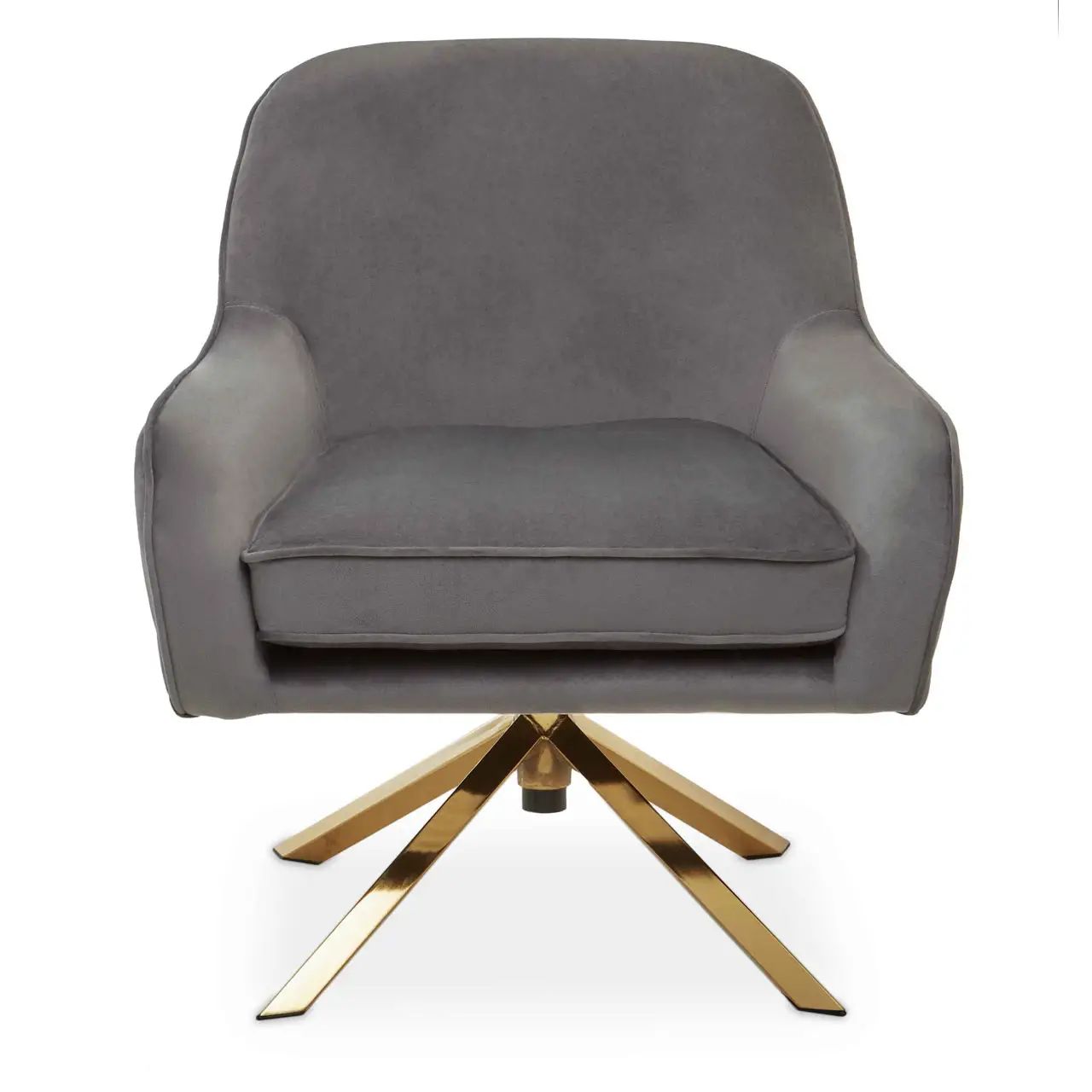 Amery Grey Velvet & Gold Cross Base Chair