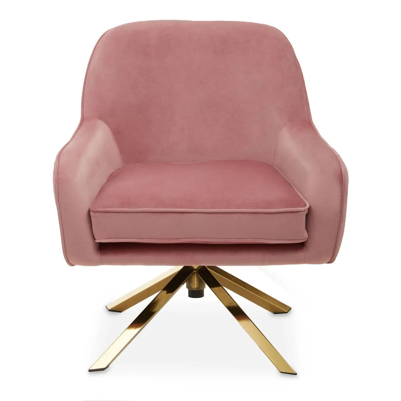 Amery Pink Velvet & Gold Cross Base Chair