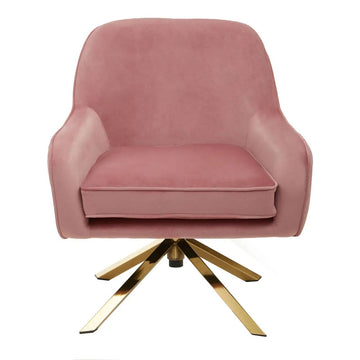 Amery Pink Velvet & Gold Cross Base Chair