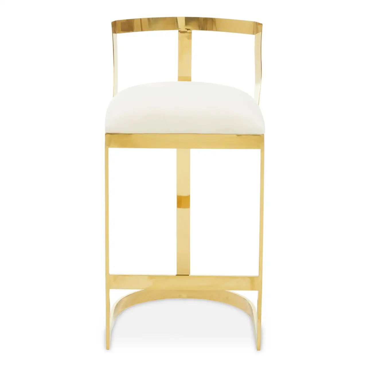 Dahlia Ivory Velvet & Gold Finish Back Rest Bar Stool