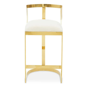 Dahlia Ivory Velvet & Gold Finish Back Rest Bar Stool