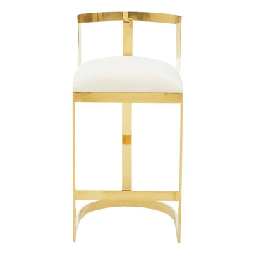 Dahlia Ivory Velvet & Gold Finish Back Rest Bar Stool