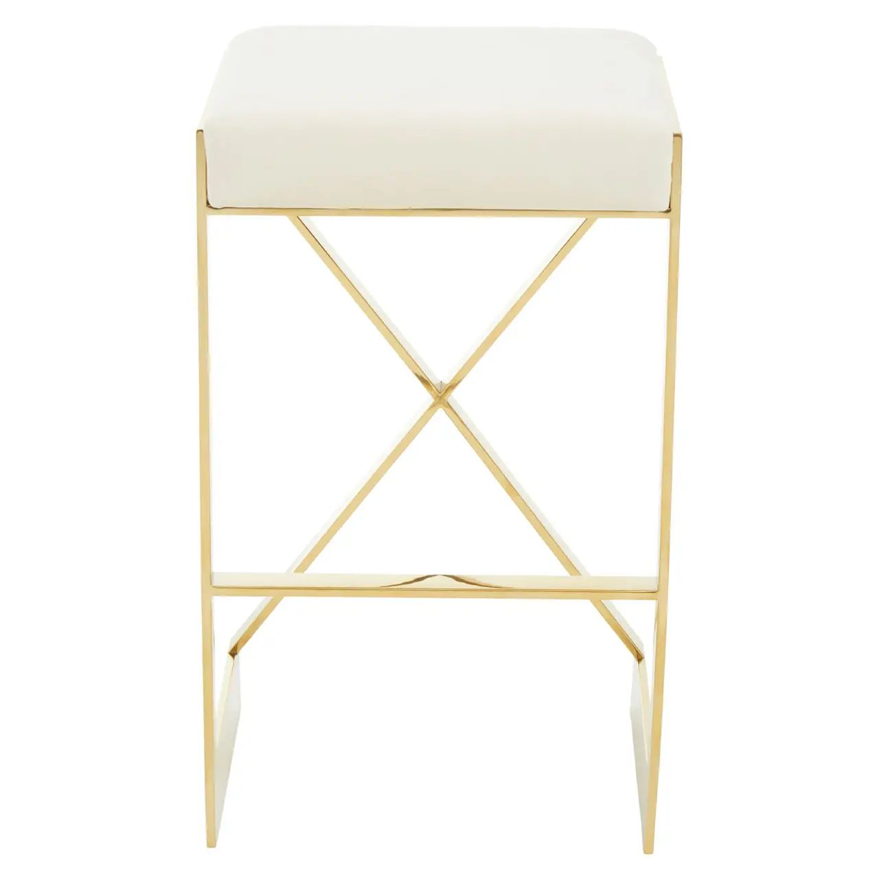 Dahlia Ivory Velvet & Gold Finish Bar Stool